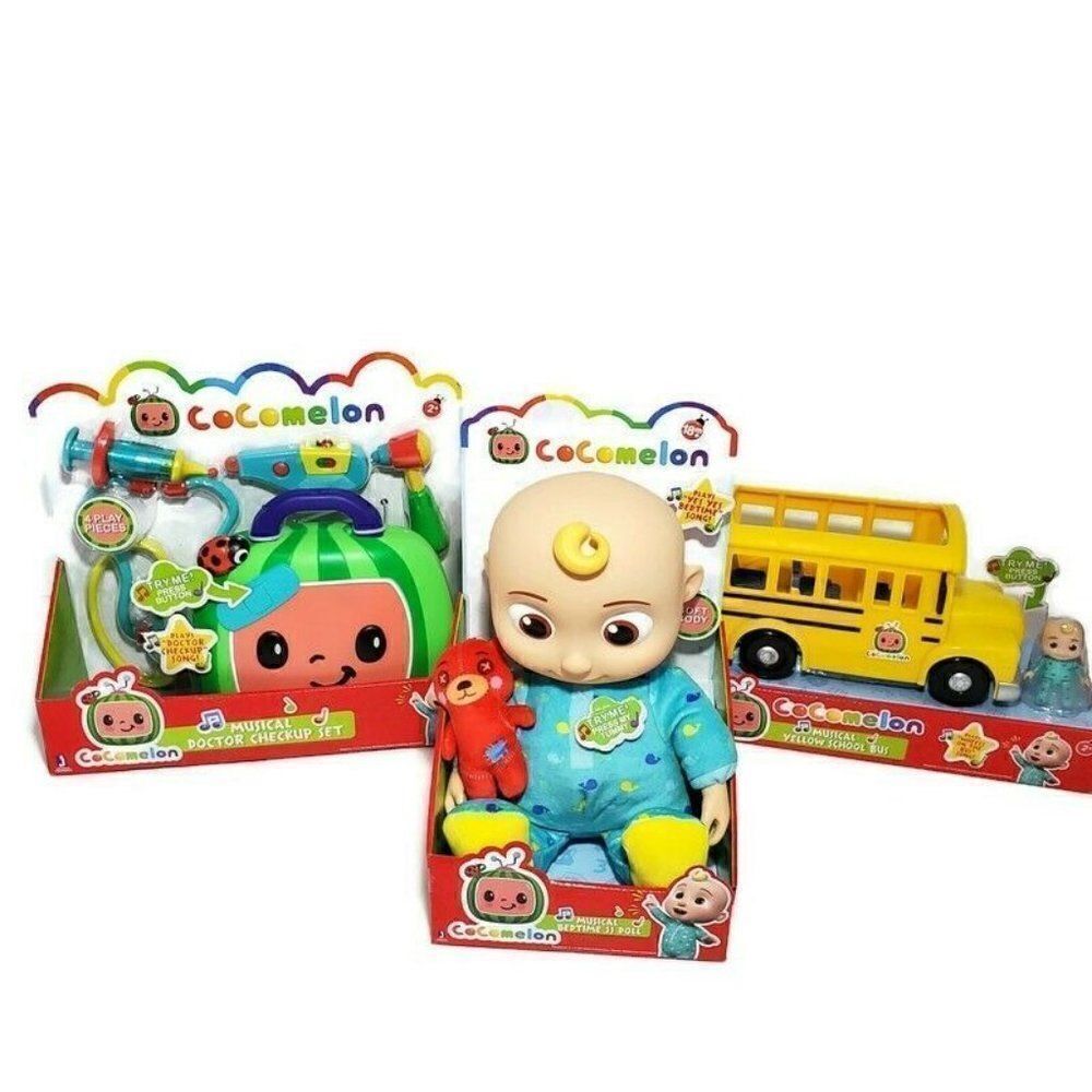 Cocomelon Musical JJ Doll, School Bus, Dr. Checkup‎